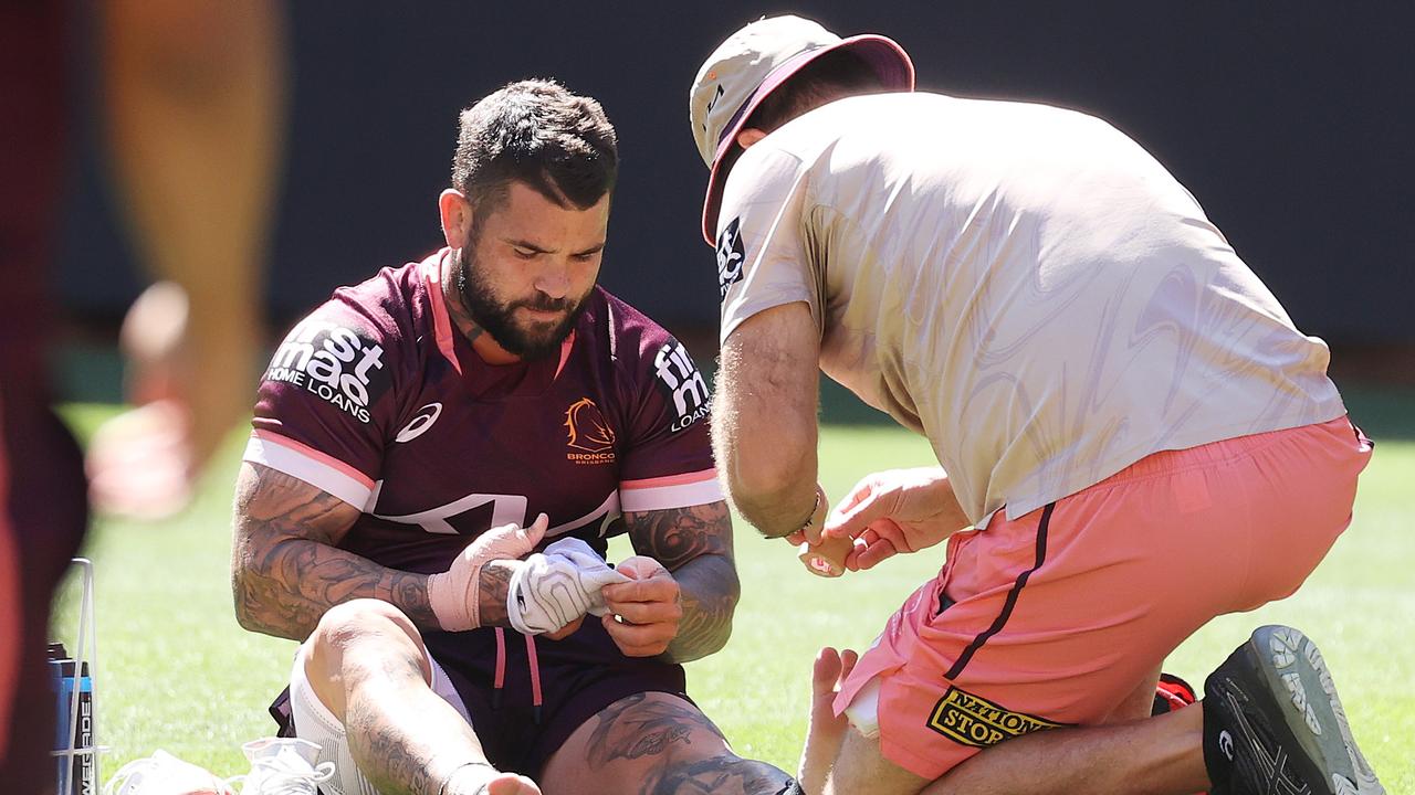 Broncos coach Kevin Walters says the 17 players he named will play in the grand final despite some injury concerns at training. Picture; Liam Kidston