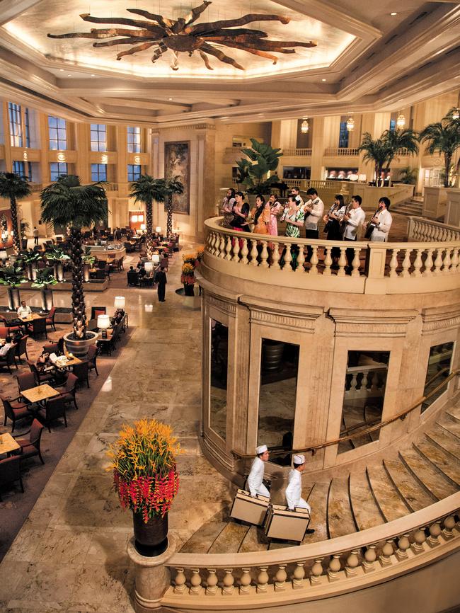 The Magnificent lobby of the Peninsula Hotel, Manila.