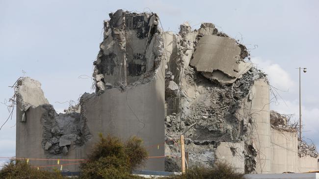 Fyansford silos demolition progress. Picture: Peter Ristevski