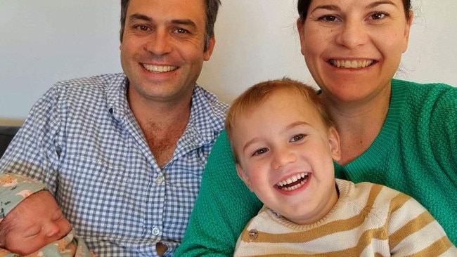 Benjamin Mitchell, who lost a short battle with cancer, with his wife Johanna and their two sons, four-year-old Hugo and one-year-old Thomas. Picture: Supplied by family