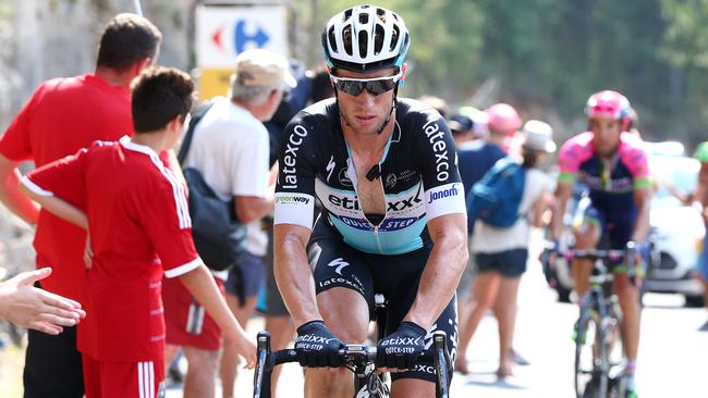 Aussie Mark Renshaw sweats it out at the Tour de France. he will race a criteium in Wollongong. Photo: Sarah Reed