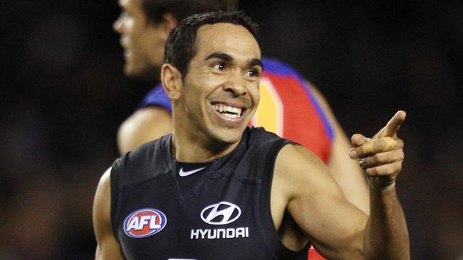 Eddie Betts enjoys a goal against Brisbane Lions during his previous stint at the Blues