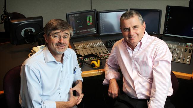 ABC Breakfast duo David Bevan and Matthew Abraham pictured at their studio in 2012. Picture: James Elsby