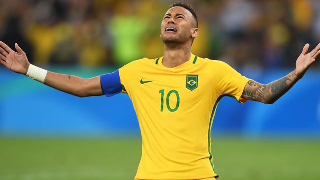 The emotion of winning Olympic gold proves almost too much for Neymar to bare.