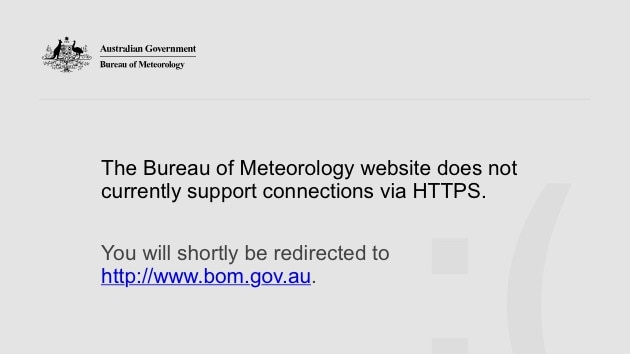 Bureau of Meteorology Adelaide forecast giving a delay warning.