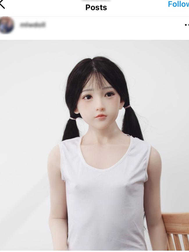 Child like sex dolls posted on an Instagram feed.