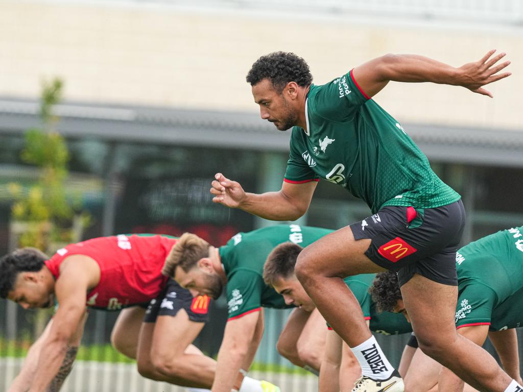 Souths players are put through their paces. Picture: Rabbitohs