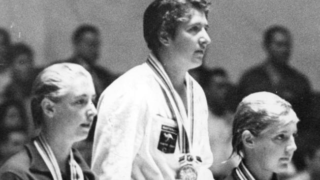 Dawn Fraser after receiving her gold medal for 100m freestyle final at the Olympic Games in 1964