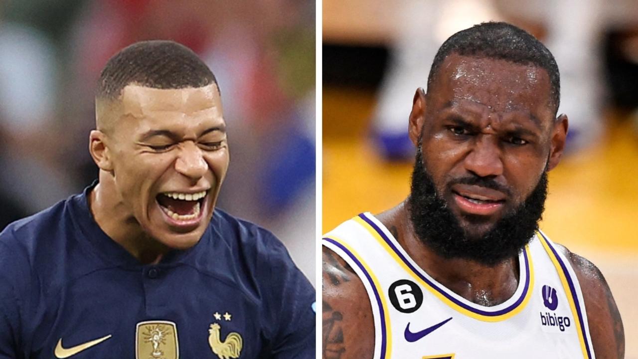 French footballer Kylian Mbappe and Lakers NBA star LeBron James