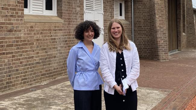 Director Megan Monte and assistant director Milena Stojanovska outside Ngununggula Gallery. Picture: Adelaide Lang