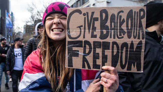 The large gathering was supposed to be for freedom from lockdown. Picture: Sarah Matray / NCA NewsWire