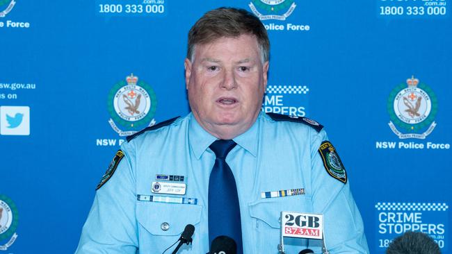 Deputy Commissioner Metropolitan Field Operations Jeff Loy talks to the media about the Kogarah incident on Wednesday.