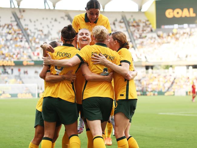 The Matildas will be aiming for the first ever victory over England when they meet at Brentford i in April. Picture: Matt King/Getty Images