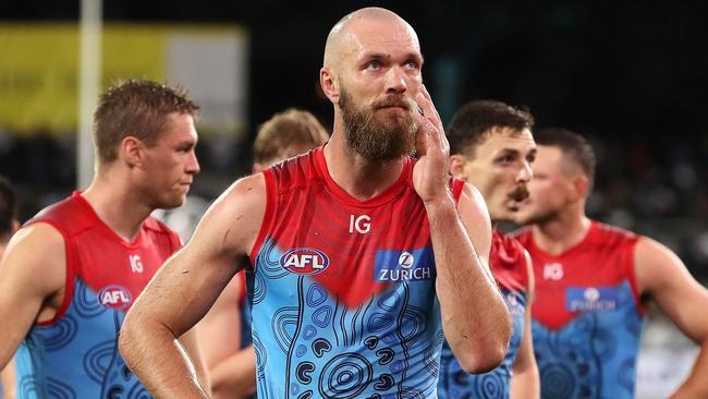 Max Gawn reacts after the Demons came up short against Port Adelaide. Picture: Getty Images