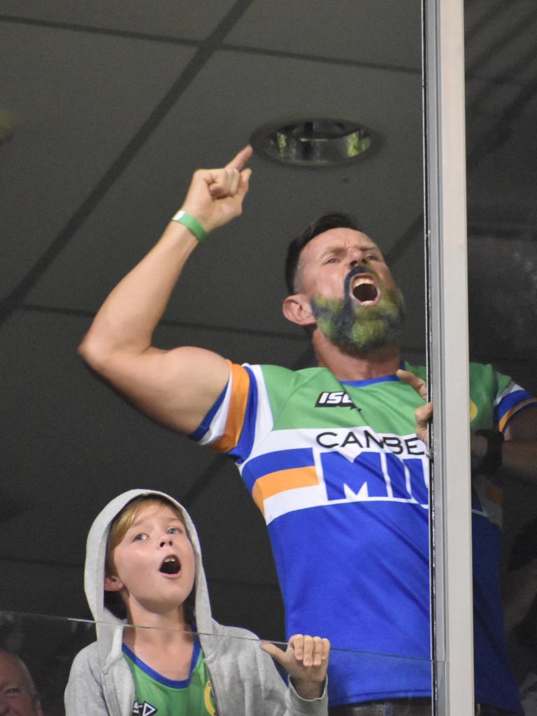 Fans at the Canberra Raiders v Sydney Roosters round 25 match at BB Print Stadium, September 2, 2021. Picture: Matthew Forrest