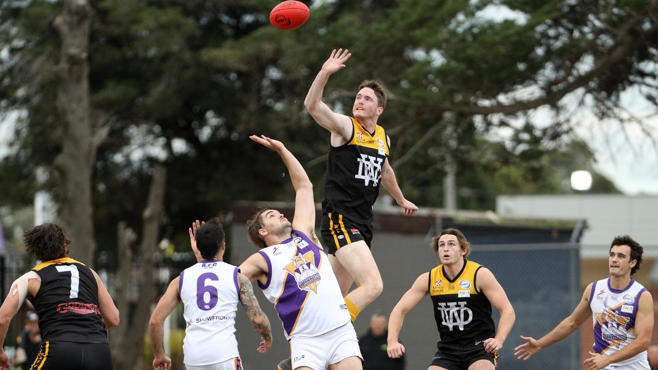 Ben McMahon contests the ruck for Werribee Districts. Picture: Local Legends Photography