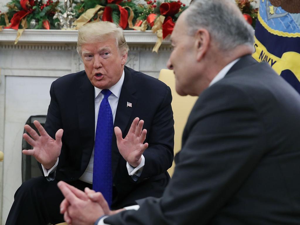 US President Donald Trump argues about border security with Senate Minority Leader Chuck Schumer.  Picture:  Getty