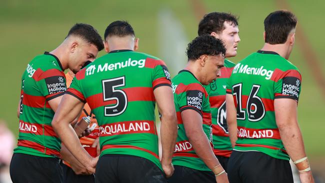 Rabbitohs in action against the Sydney Roosters in a pre-season match earlier this month. (Photo by Jason McCawley/Getty Images)