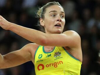 AUCKLAND, NEW ZEALAND - OCTOBER 12: Liz Watson of the Australian Diamonds during the Constellation Cup netball match between New Zealand and Australia at Spark Arena on October 12, 2022 in Auckland, New Zealand. (Photo by Phil Walter/Getty Images)