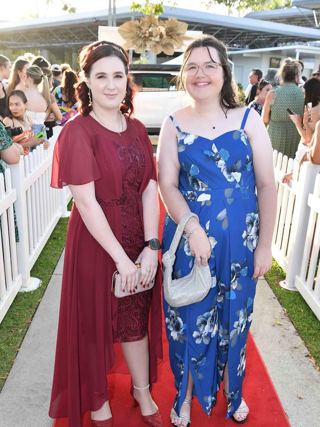 Abi Lobley and Maddison Findlay at the 2023 Caloundra State High School Year 12 formal. Picture: Patrick Woods.