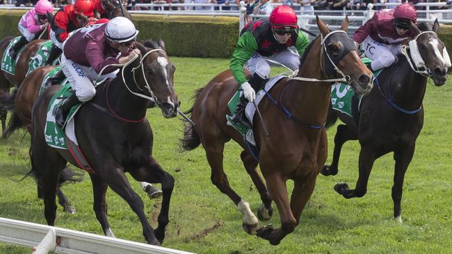 Jockey Brenton Avdulla riding Bronzed Venom wins Race 4, the TAB Highway Handicap, during the Spring Champion Stakes Day at Randwick Racecourse in Sydney, Saturday, October 7, 2017. (AAP Image/Craig Golding) NO ARCHIVING, EDITORIAL USE ONLY