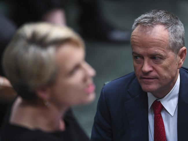 Australia Opposition Leader Bill Shorten reacts during a vote to adjourn the House of Representatives at Parliament House in Canberra. Picture: AAP Image/Lukas Coch