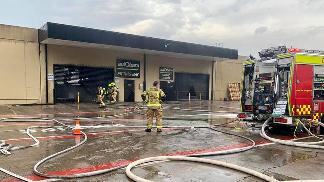 Firefighters at the scene of the blaze.