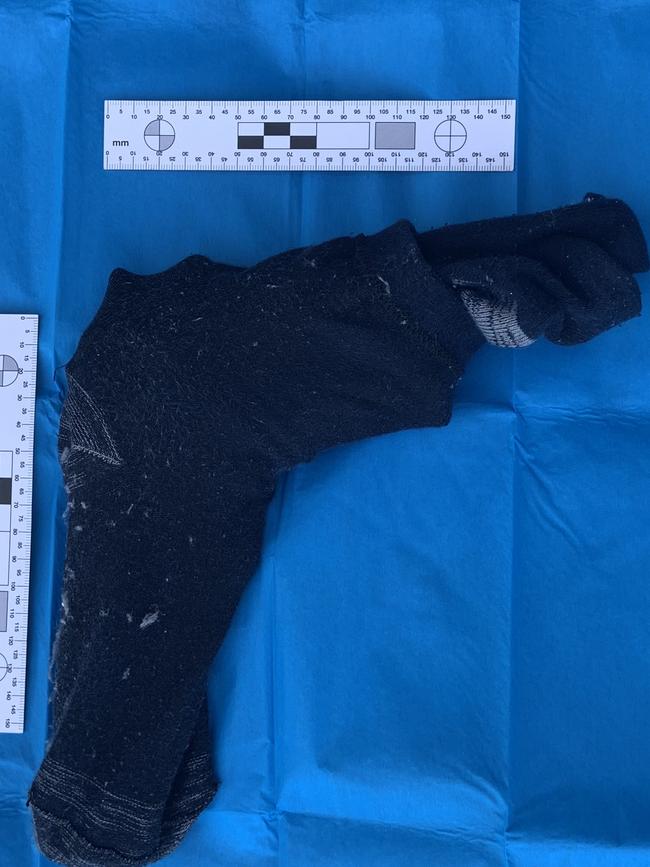 A sock-cloaked weapon allegedly seized at Westmead.