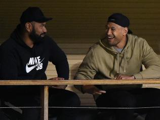 GOLD COAST, AUSTRALIA - MAY 29: Israel Folau watches on during the QTOP A Grade QRL match between the Burleigh Bears and the Southport Tigers at Pizzey Park on May 29, 2021 in Gold Coast, Australia. (Photo by Matt Roberts/Getty Images)