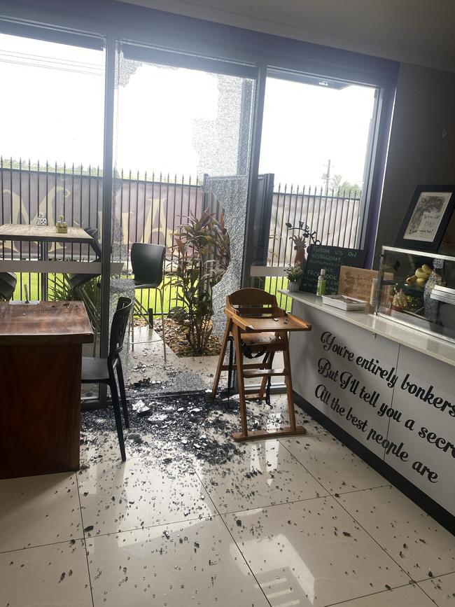 Some of the damage from the most recent break-in at Mad Hatterz Cafe in Palmerston. Picture: Supplied