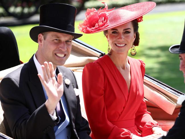 Prince William, Prince of Wales (L) and Catherine, Princess of Wales (R). She is likely to miss most of this year’s public events including Ascot, pictured, according to a royal expert. Picture: AFP