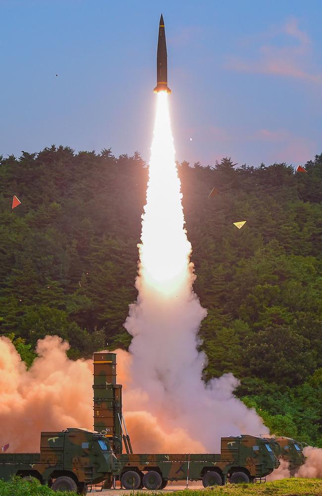 South Korea's missile system firing Hyunmoo-2 missile into the East Sea. Picture: AFP