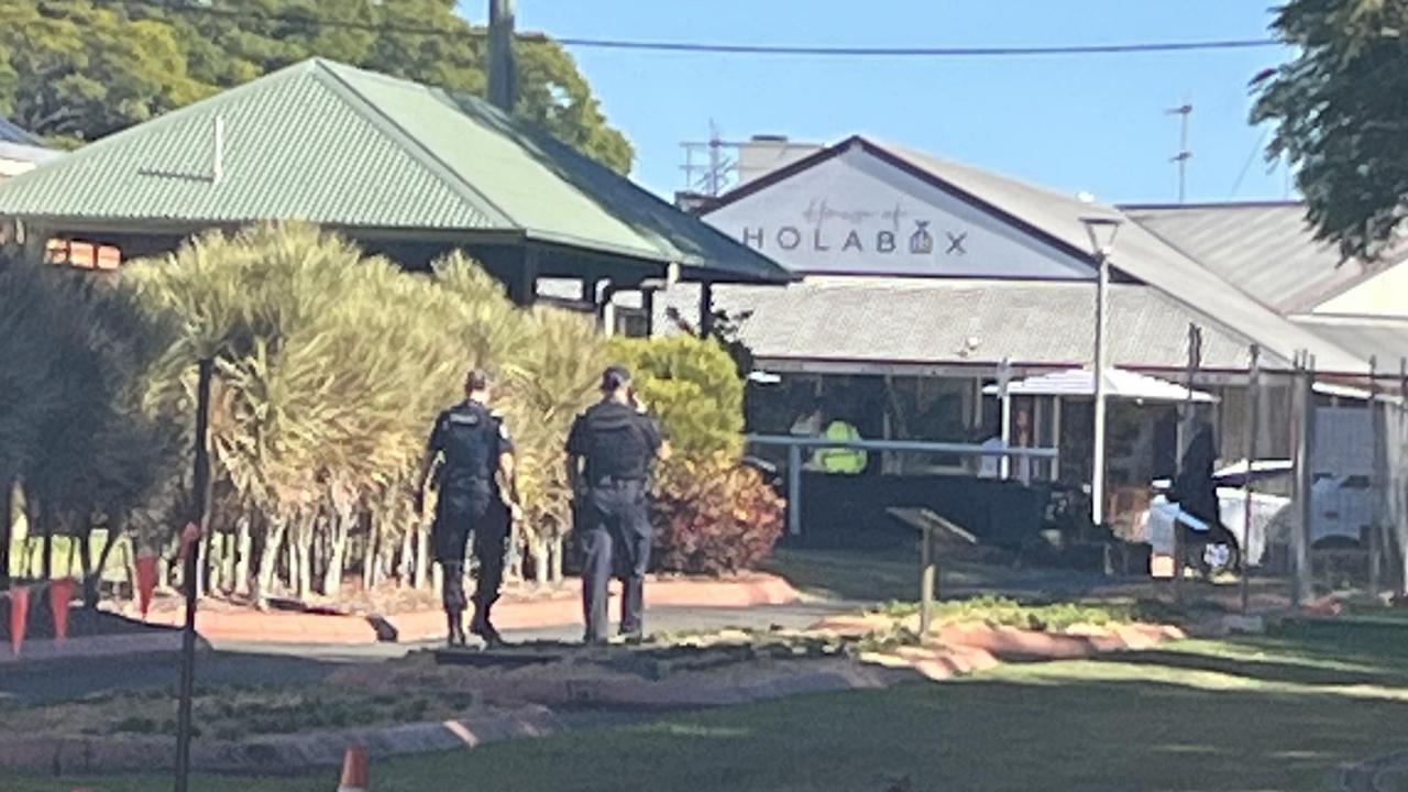 Police patrol the courthouse precinct in Maryborough during the appearance of a teenager charged over a triple fatal crash.