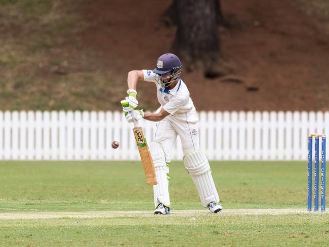 Daniel Seaton bats for Nudgee College against Toowoomba Grammar School in GPS Competition 1st XI round three cricket at TGS Mills Oval, Saturday, February 13, 2021. Picture: Kevin Farmer