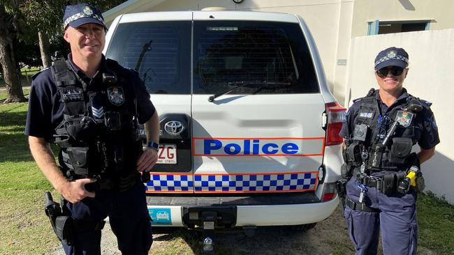 Sergeant John Dunbar and Constable Anthia Underwood from Bribie Island Police.