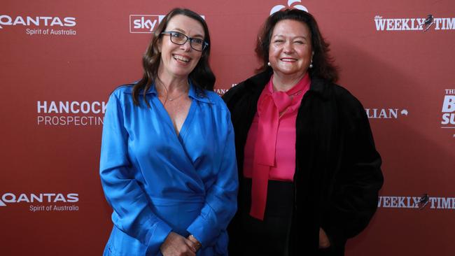 Gina Rinehart, Executive Chairman, Hancock Prospecting Group, Roy Hill, S. Kidman &amp; Co. with Michelle Gunn, Editor-in-Chief, The Australian. Picture: Philip Gostelow/The Australian