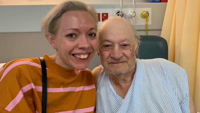 Louise Paine, 37, and her dad David Porthouse who passed away aged 66. Ms Paine wasn't allowed into Tasmania for the funeral because she is currently living in Victoria.