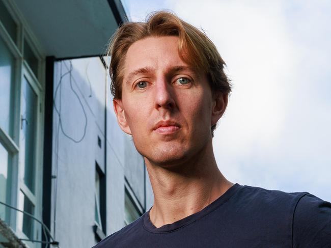 Daily Telegraph. 08, May, 2024.North Bondi tenant, Pius Binder, who is facing eviction after asking for a rent reduction because the balconies on his apartment are falling off.Picture: Justin Lloyd.