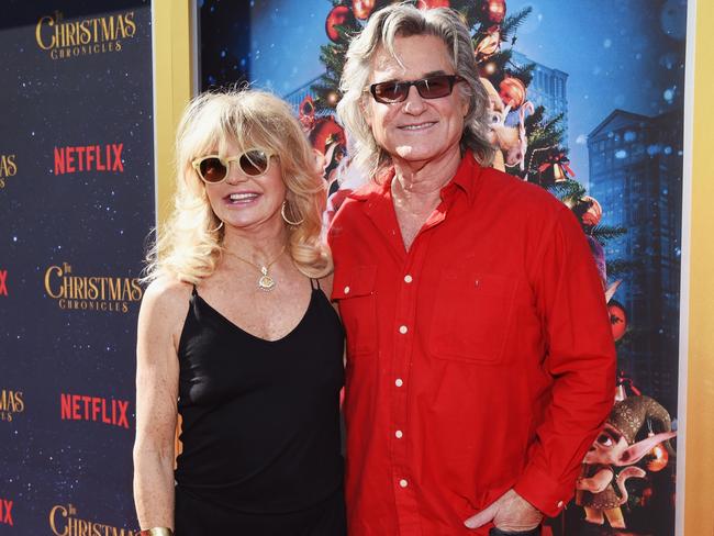 Kurt Russell with Goldie Hawn at the Premiere of Netflix's The Christmas Chronicles in Los Angeles. Picture: Michael Kovac/Getty