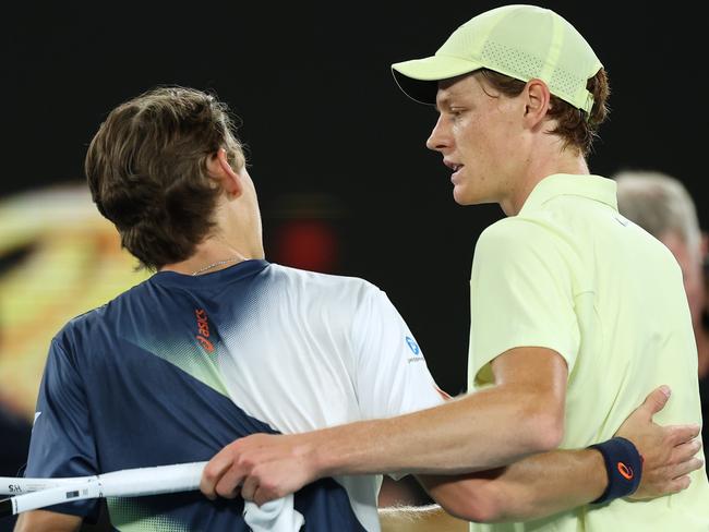 Jannik Sinner is 10/10 against the Demon. Picture: Clive Brunskill/Getty Images