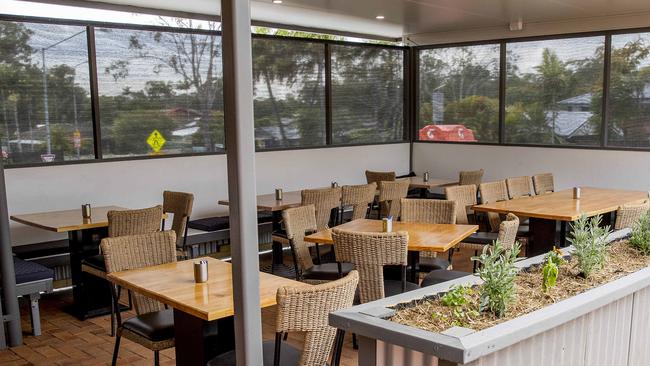 The new outdoor dining area at Siracusa. Picture: Jerad Williams.