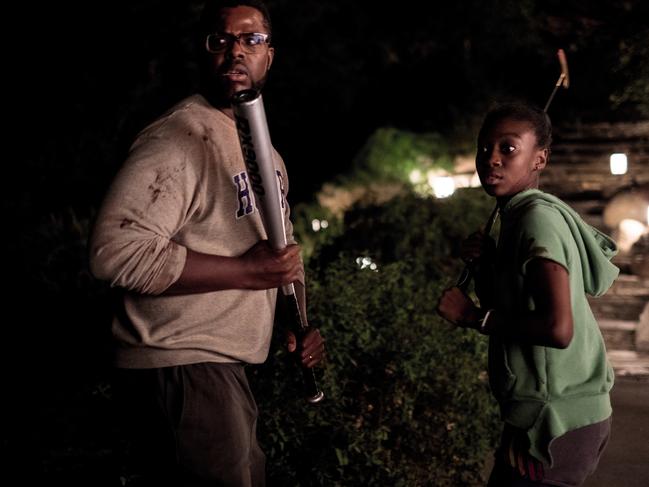 Winston Duke and Lupita Nyong’o in a scene from Us. . 