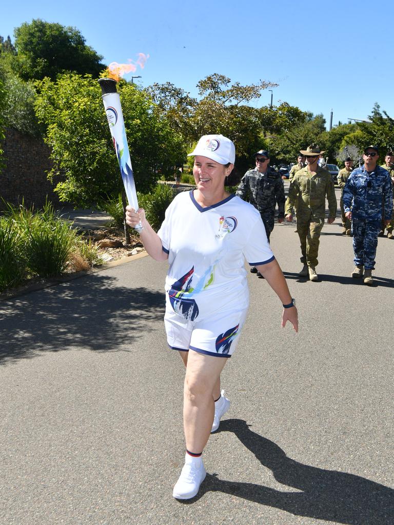 Legacy Centenary Torch Relay and community day at Jezzine Barracks. Torch bearer Melissa Bingley. Picture: Evan Morgan