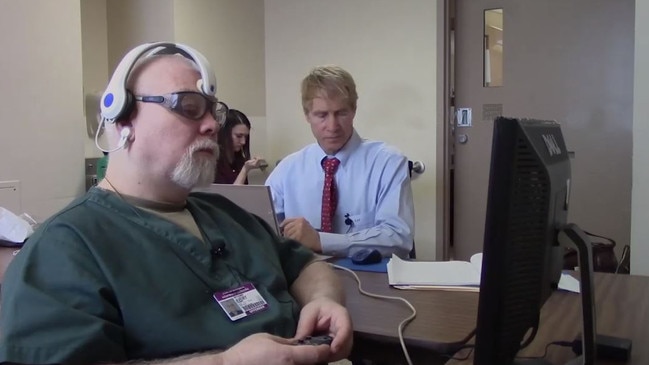 Steven Avery being tested with the “brain fingerprinting” technique. Picture: Netflix