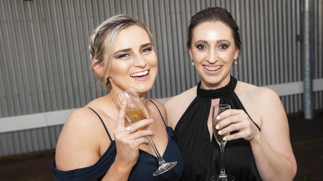 Jasmine Grahame (left) and Sarah Ruddell at LifeFlight Toowoomba Gala at The Goods Shed, Saturday, May 6, 2023. Picture: Kevin Farmer