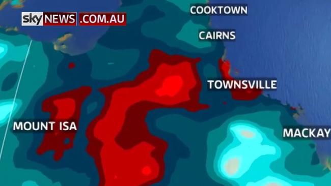 This rain map shows that huge amounts, in excess of 200-300mm, has fallen in central and northern Queensland. Picture: Sky News Weather.