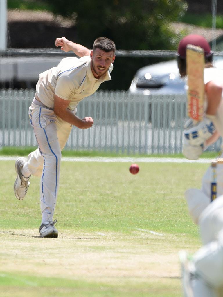 Second grade cricket between Gold Coast Dolphins and Wests at Bill Pippen Oval. Dolphins bowler Patrick Turner. (Photo/Steve Holland)