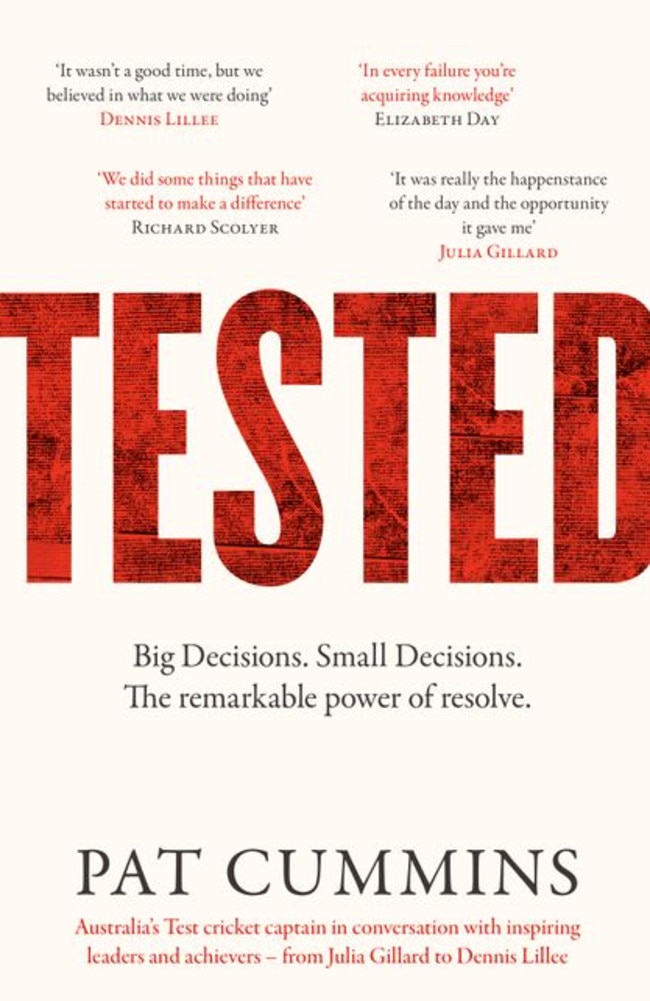 Decision time ... the cover of Tested by Pat Cummins.