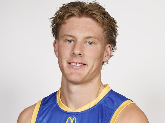 BRISBANE, AUSTRALIA - FEBRUARY 01: Jaspa Fletcher of the Lions poses for a photo during the 2024 Brisbane Lions Official Team Photo Day at Brighton Holmes Arena on February 01, 2024 in Brisbane, Australia. (Photo by Dylan Burns/AFL Photos)