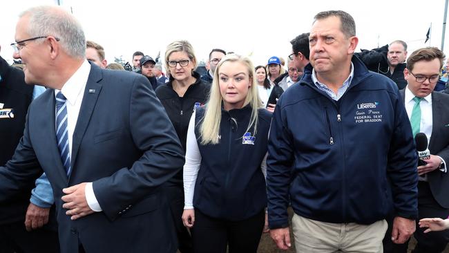 Prime Minister Scott Morrison with the embattled Ms Whelan at Agfest. Picture: GARY RAMAGE